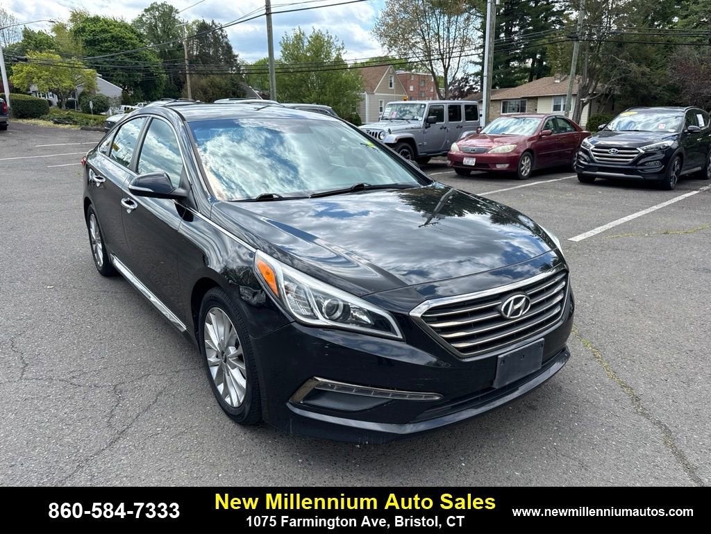 2015 Hyundai Sonata 2.4L Limited in Phantom Black — front three-quarter view